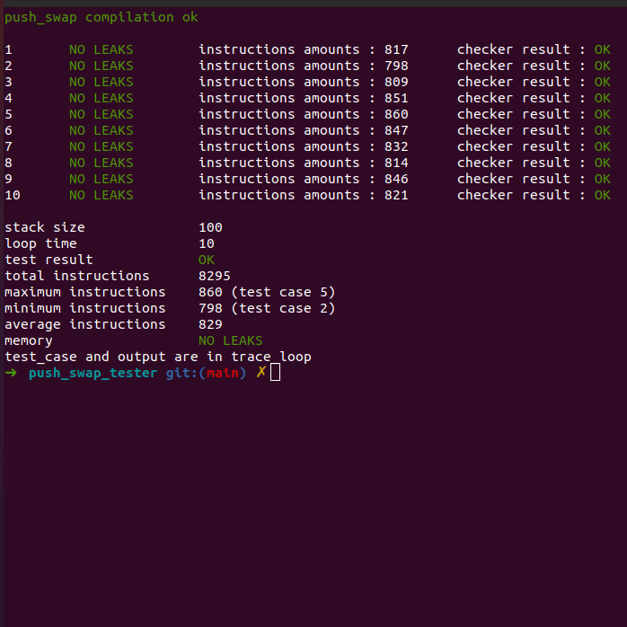 Push Swap Tester screenshot