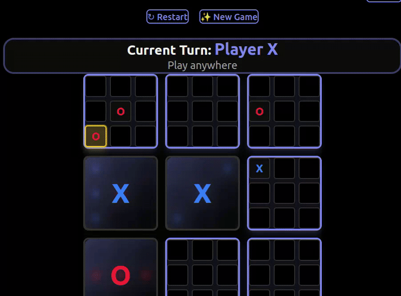 Recursive Tic Tac Toe gameplay demo